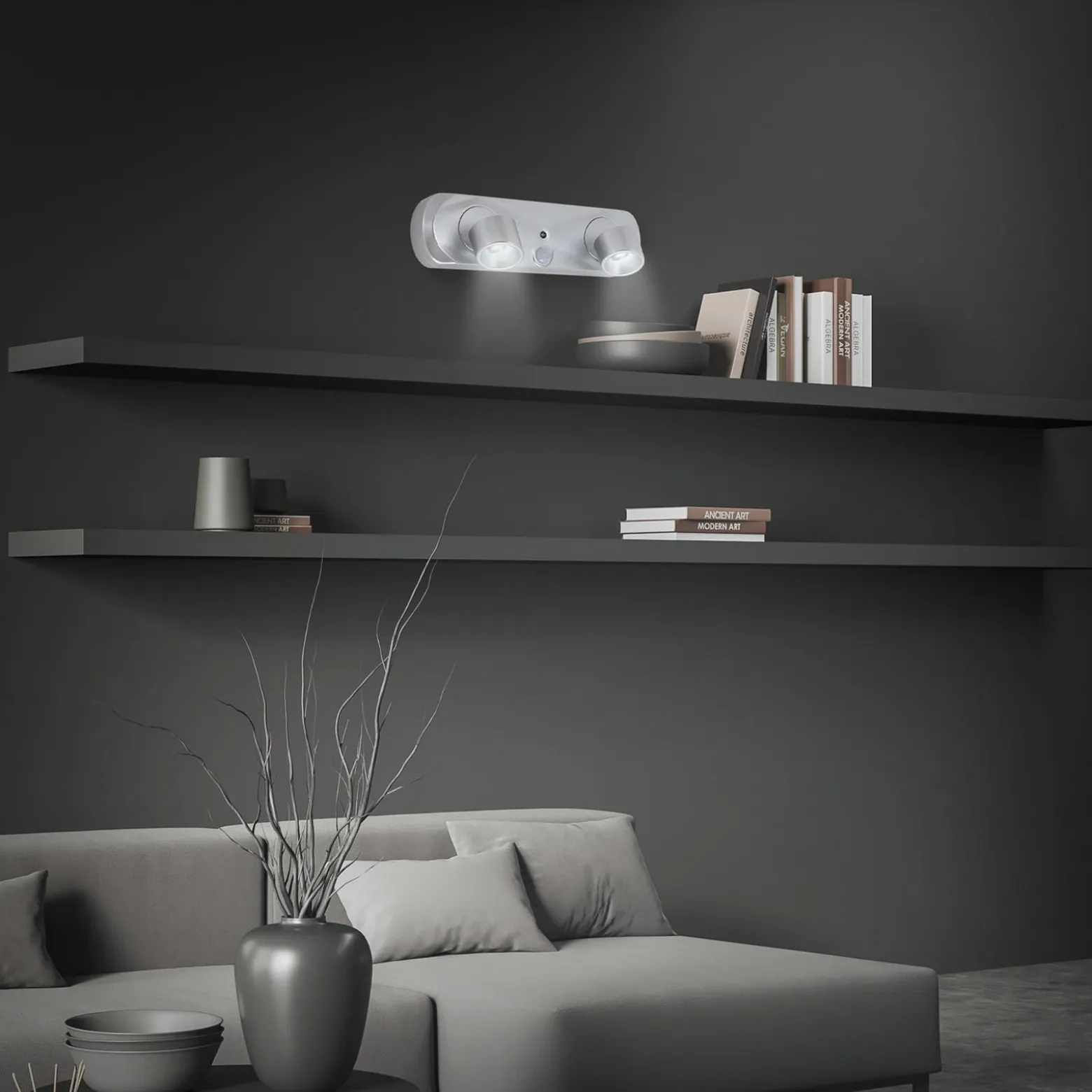 Aplique LED Terya, batería, 6.500K, 2 luces