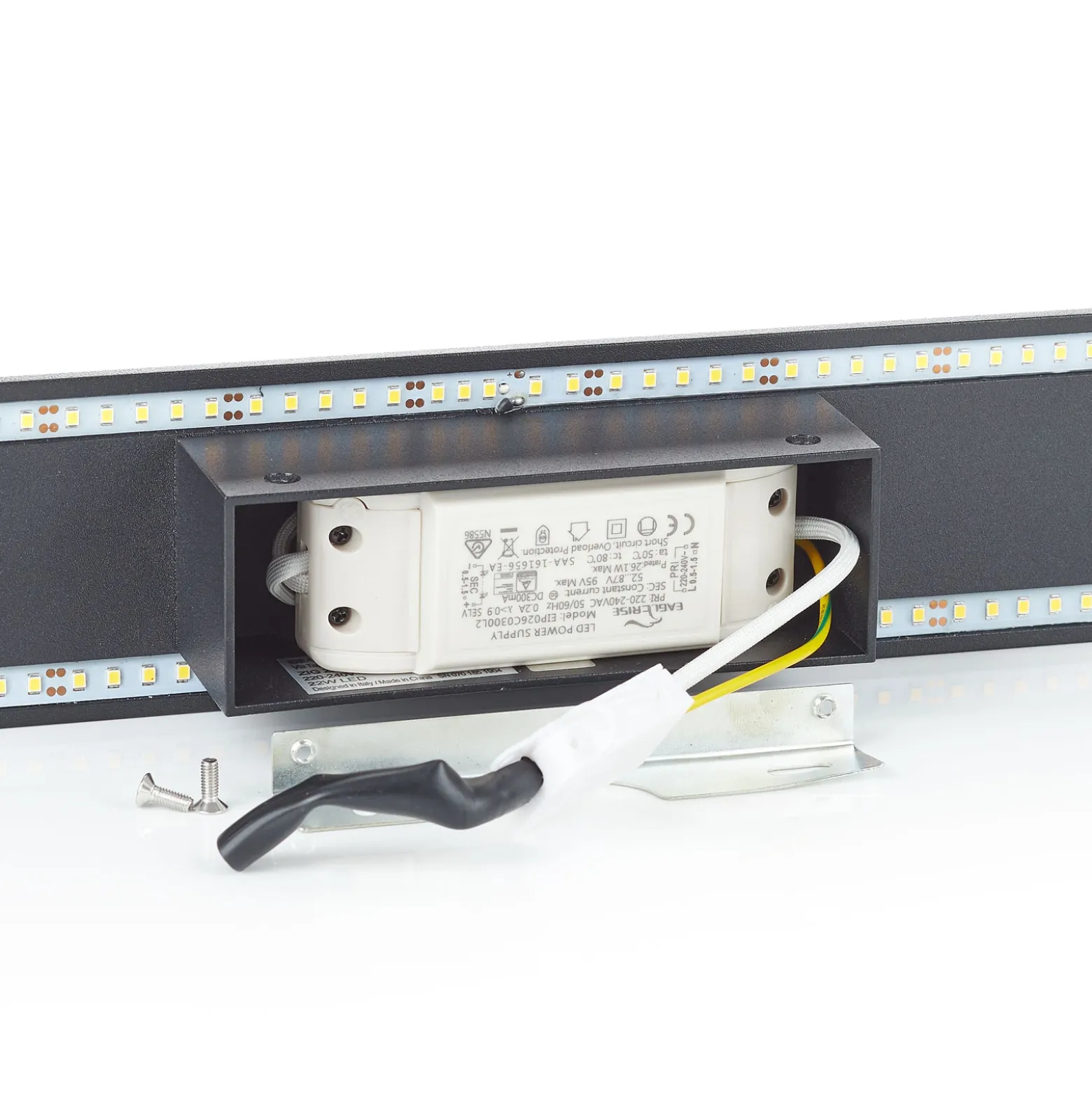 Aplique LED Zig Zag negro, anchura 53 cm