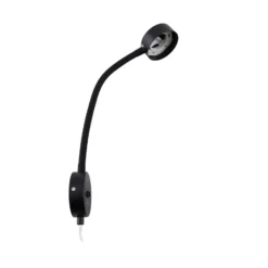 Aplique Lindby Jyla, negro mate, GX53, brazo flexible, enchufe