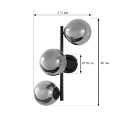 Aplique Lindby Orbelia, negro, 3 luces, cristal, G9