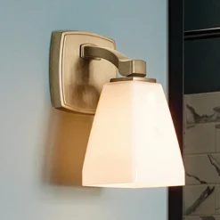 Aplique Marant, bronce claro/ópal, altura 24 cm, IP44, LED G9