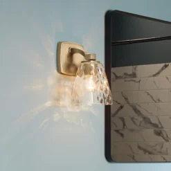 Aplique Marant, bronce claro/transparente, altura 24 cm, IP44, LED G9