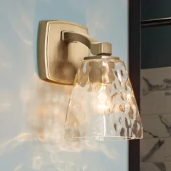 Aplique Marant, bronce claro/transparente, altura 24 cm, IP44, LED G9