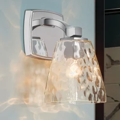 Aplique Marant, cromado/transparente, altura 24 cm, IP44, LED G9