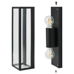 Aplique para baño Amezola, 2 luces, negro
