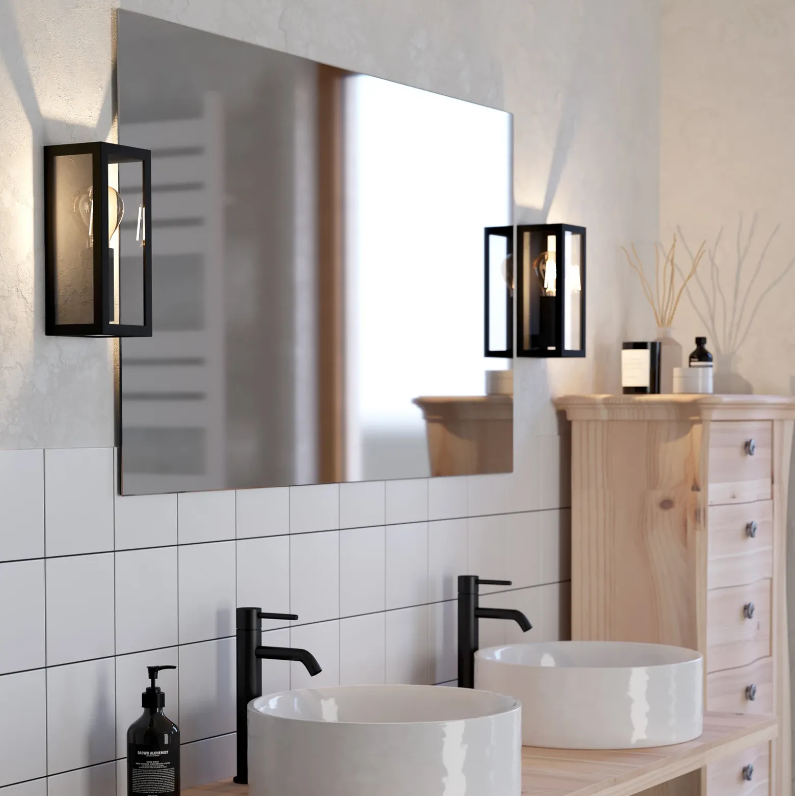 Aplique para baño Amezola, 1 luz, negro