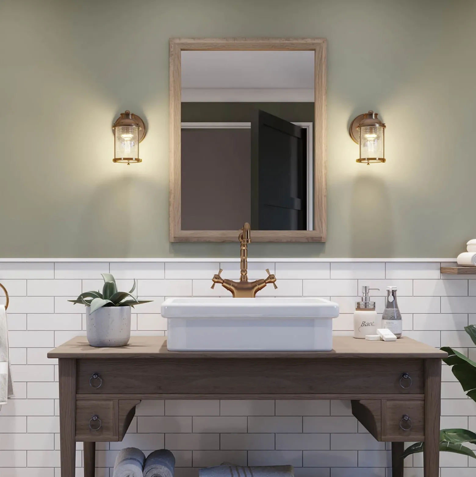 Aplique para baño Ashland Bay, 1 luz, latón, IP44