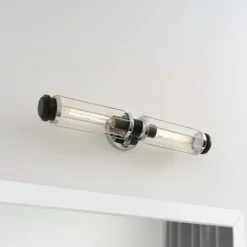 Aplique para baño, cromo, 2 luces, altura 61 cm, IP44
