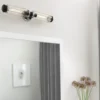 Aplique para baño, cromo, 2 luces, altura 61 cm, IP44