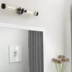 Aplique para baño, cromo, 2 luces, altura 61 cm, IP44