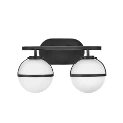 Aplique para baño Hollis negro/opalino 2 luces
