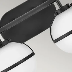 Aplique para baño Hollis negro/opalino 2 luces