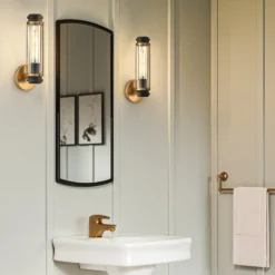 Aplique para baño, latón, 1 luz, altura 35 cm