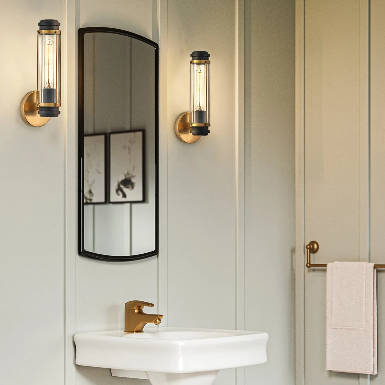 Aplique para baño, latón, 1 luz, altura 35 cm