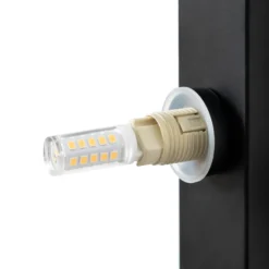 Aplique para baño Lindby Tavrik, negro/blanco, altura 30 cm, cristal