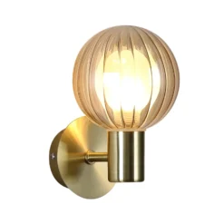 Aplique para baño Lumisphere, color crema/latón, altura 12 cm