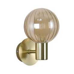 Aplique para baño Lumisphere, color crema/latón, altura 12 cm