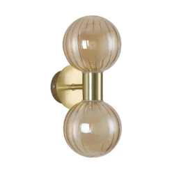 Aplique para baño Lumisphere, color crema/latón, altura 28 cm, 2 luces.