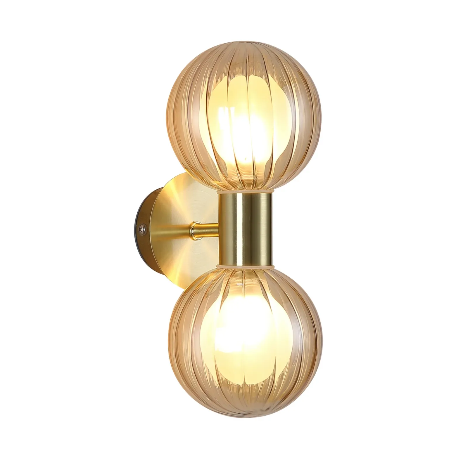 Aplique para baño Lumisphere, color crema/latón, altura 28 cm, 2 luces.