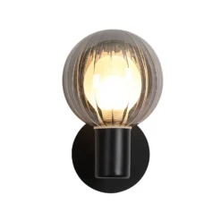 Aplique para baño Lumisphere, negro/gris humo, altura 12 cm, cristal
