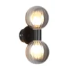 Aplique para baño Lumisphere, negro/gris humo, altura 28 cm, 2 luces.
