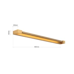 Aplique para baño Marylin LED, longitud 90 cm, dorado, aluminio