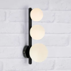 Aplique para baño Puro negro 3 luces cristal