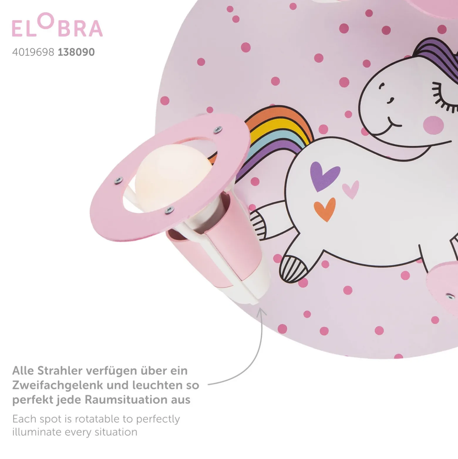 Aplique redondo Unicornio Babsy 3 luces