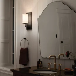Aplique Vetivene, negro, altura 31 cm, metal, IP44, G9-LED