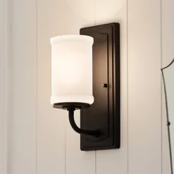 Aplique Vetivene, negro, altura 31 cm, metal, IP44, G9-LED