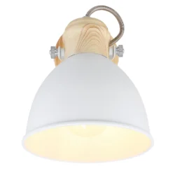 Aplique Wiho de metal, blanco/look madera, 1 luz