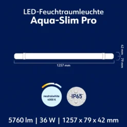 Aquaslim luminaria LED con difusor, longitud 127 cm, IP65, plástico