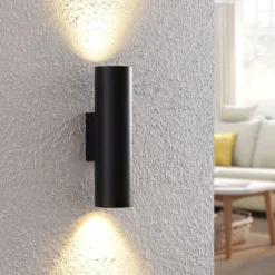 Arcchio Aplique de pared Brinja, negro, metal, arriba/abajo, GU10