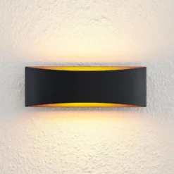 Arcchio Aplique de pared LED Jelle, 27 cm, negro/oro, arriba/abajo