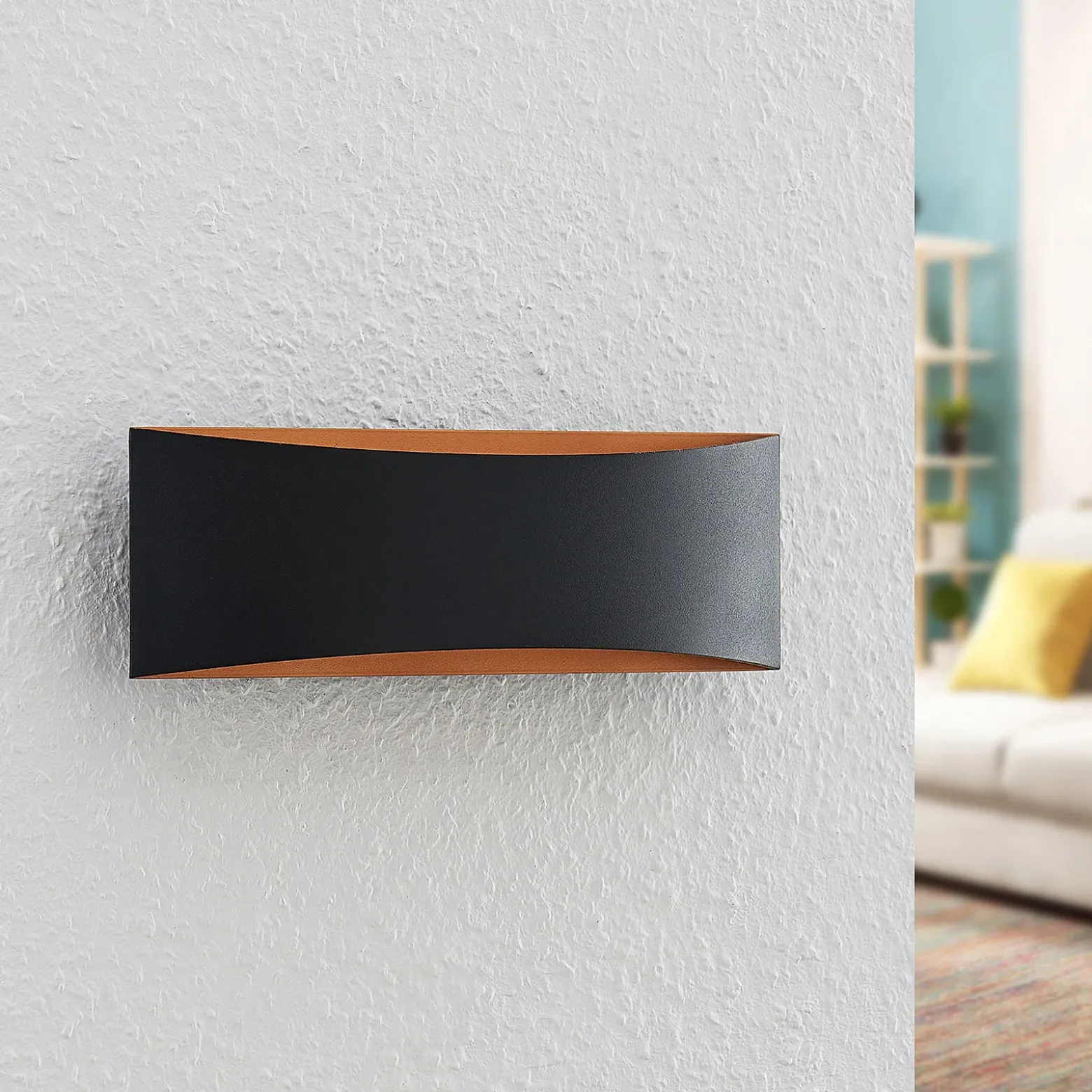 Arcchio Aplique de pared LED Jelle, 27 cm, negro/oro, arriba/abajo