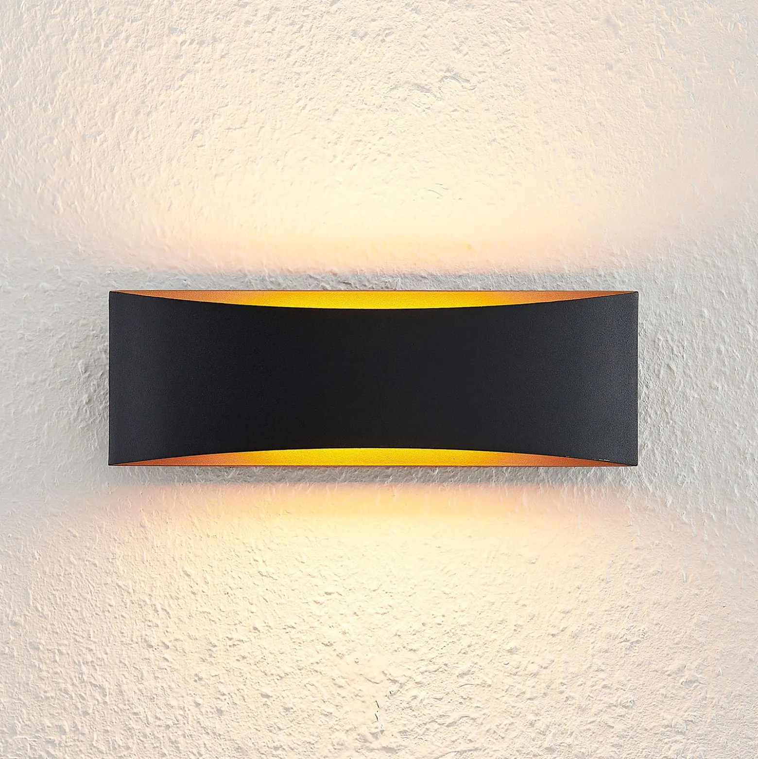 Arcchio Aplique de pared LED Jelle, 27 cm, negro/oro, arriba/abajo