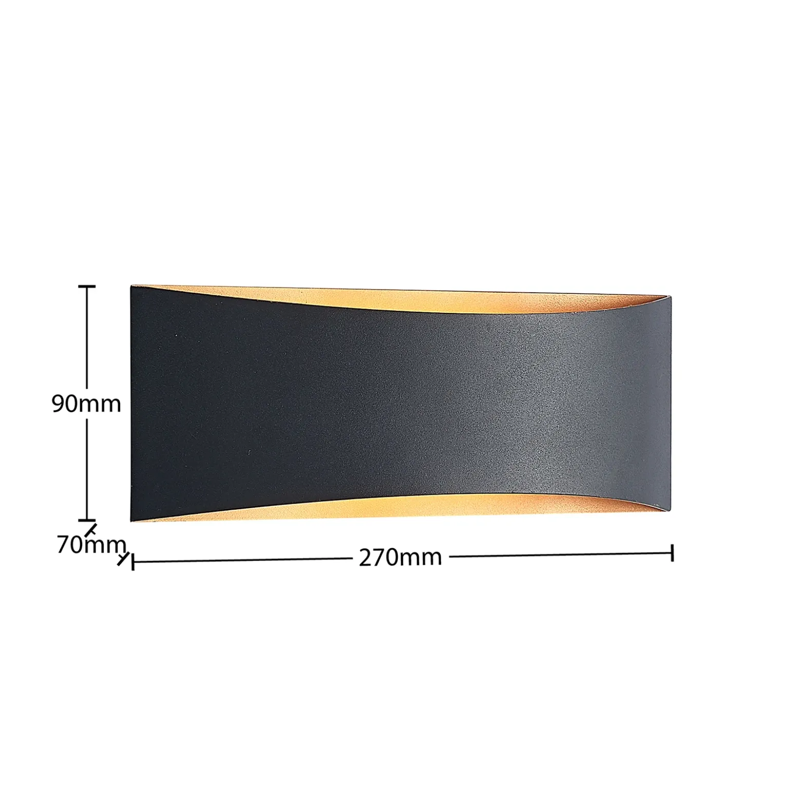 Arcchio Aplique de pared LED Jelle, 27 cm, negro/oro, arriba/abajo