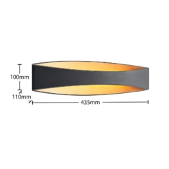 Arcchio Aplique de pared LED Jelle, 44 cm, negro/oro, arriba/abajo