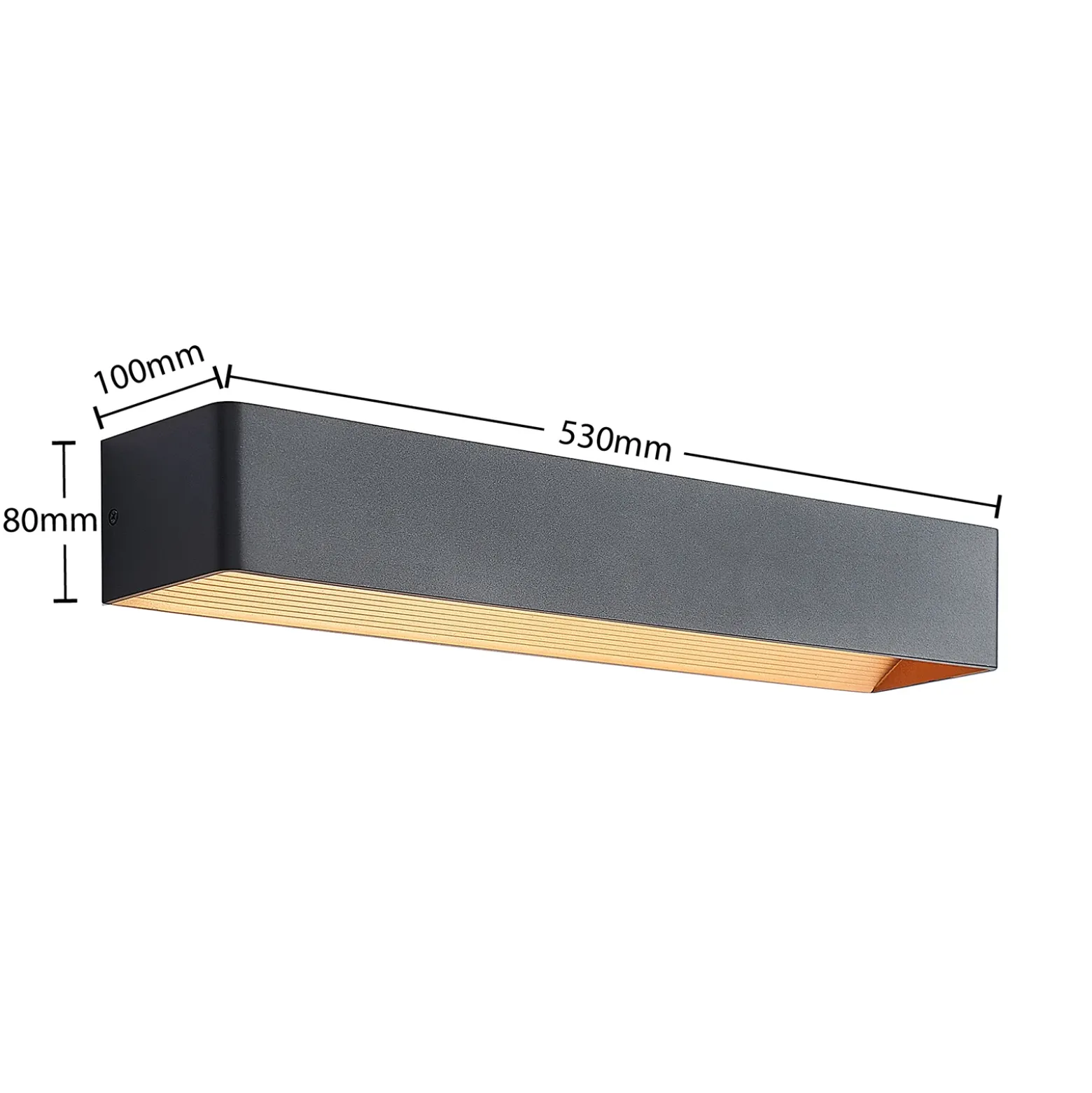 Arcchio Aplique de pared LED Karam, 53 cm, negro, metal, arriba/abajo