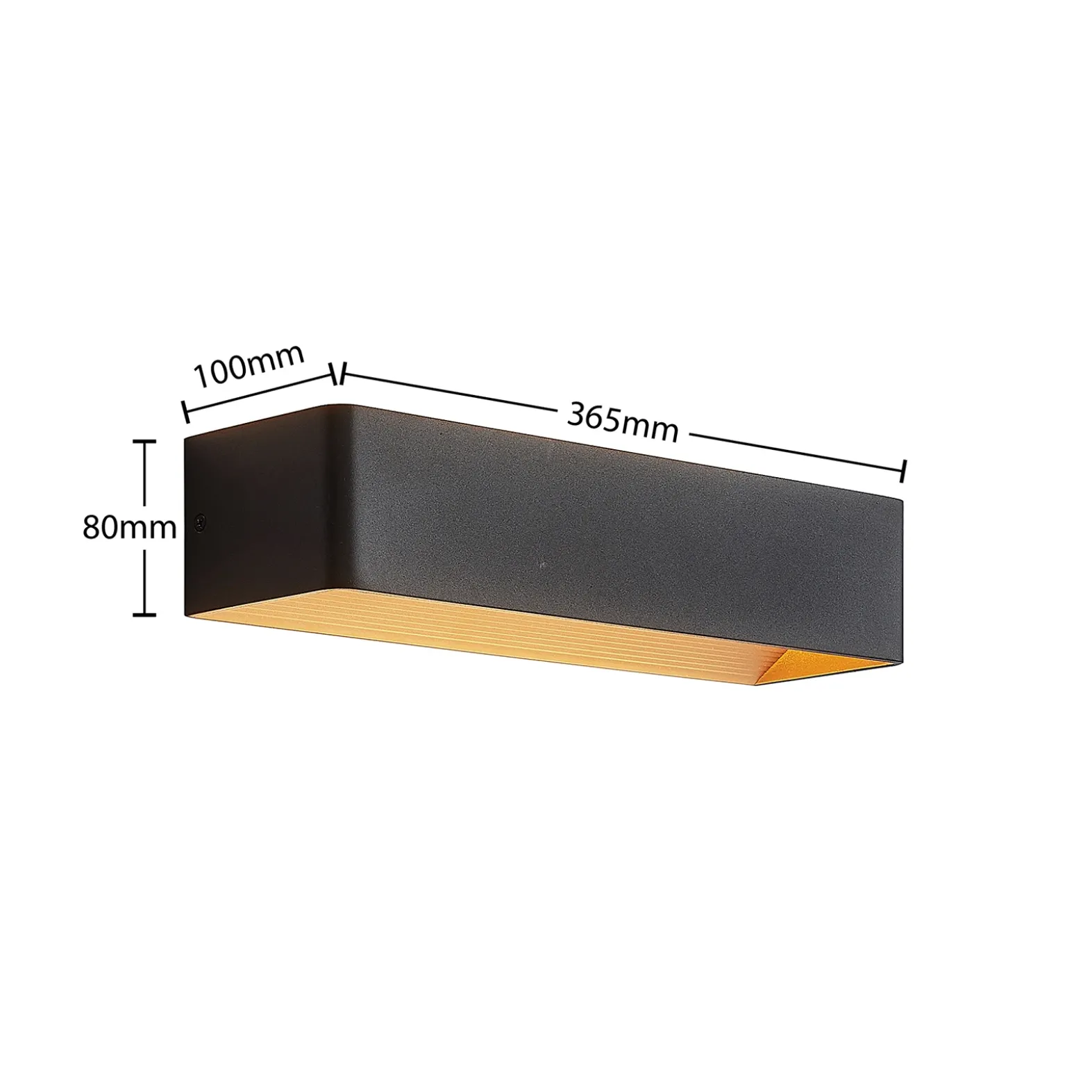 Arcchio Aplique de pared LED Karam, 37 cm, negro, metal, arriba/abajo