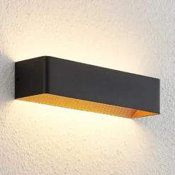 Arcchio Aplique de pared LED Karam, 37 cm, negro, metal, arriba/abajo