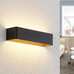 Arcchio Aplique de pared LED Karam, 37 cm, negro, metal, arriba/abajo