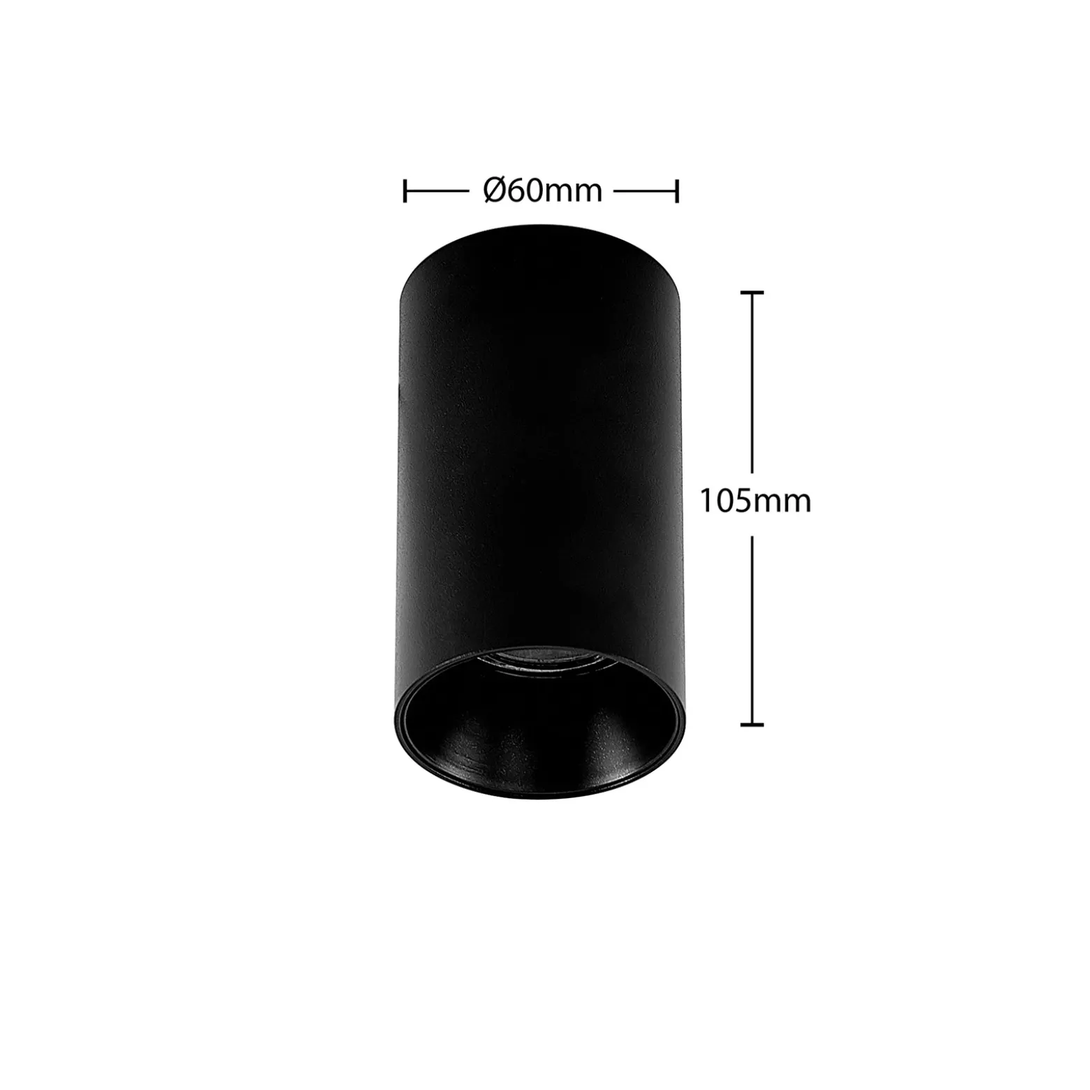 Arcchio Downlight Brinja, negro, metal, Ø 6 cm, redondo, GU10