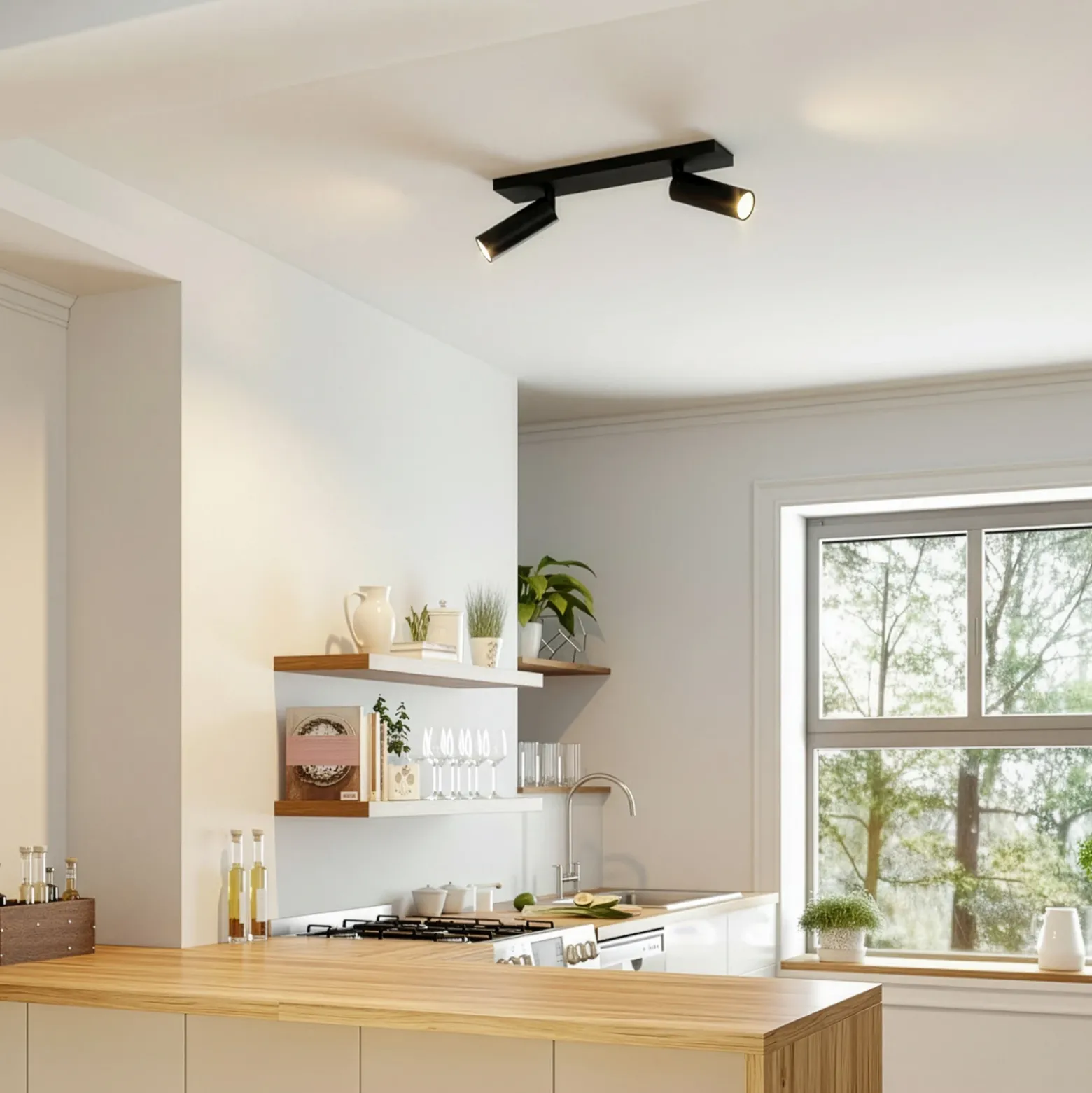 Arcchio Downlight Brinja Slim, negro, 2 luces GU10 MR11