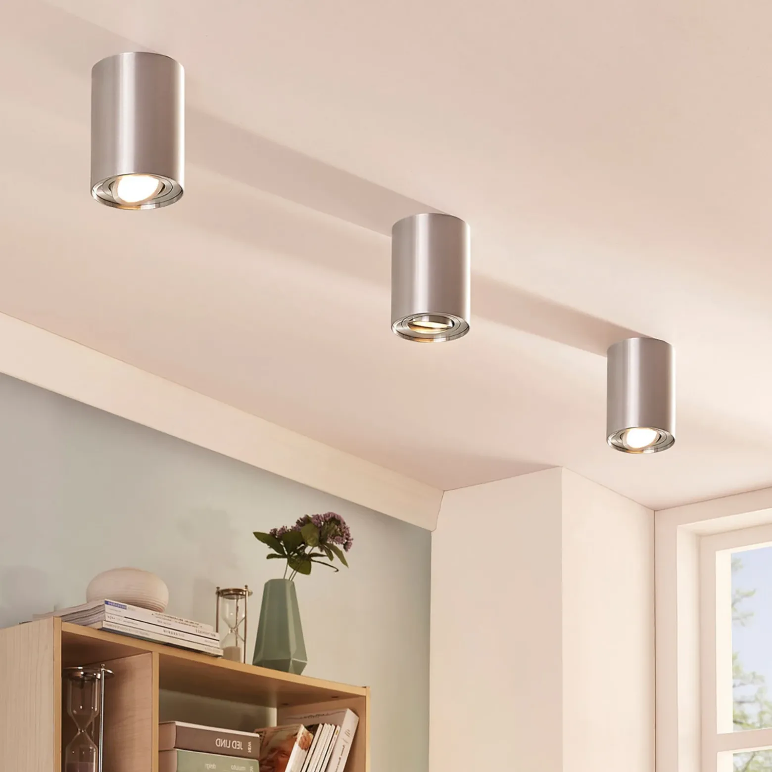 Arcchio downlight de techo Jolina, redondo, gris, 13 cm, metal