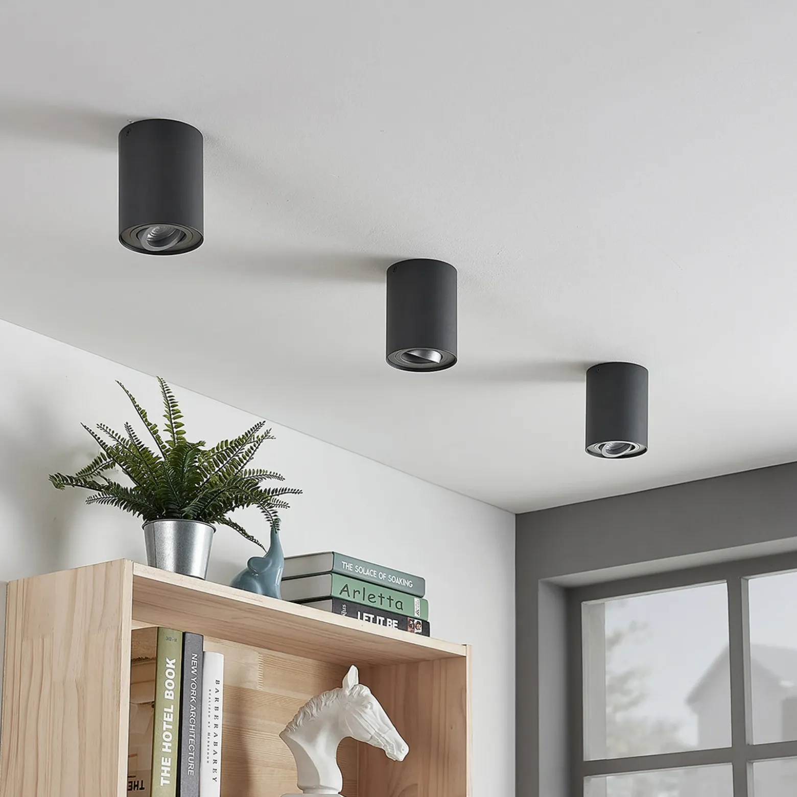 Arcchio downlight de techo Jolina, redondo, antracita, 13 cm, metal