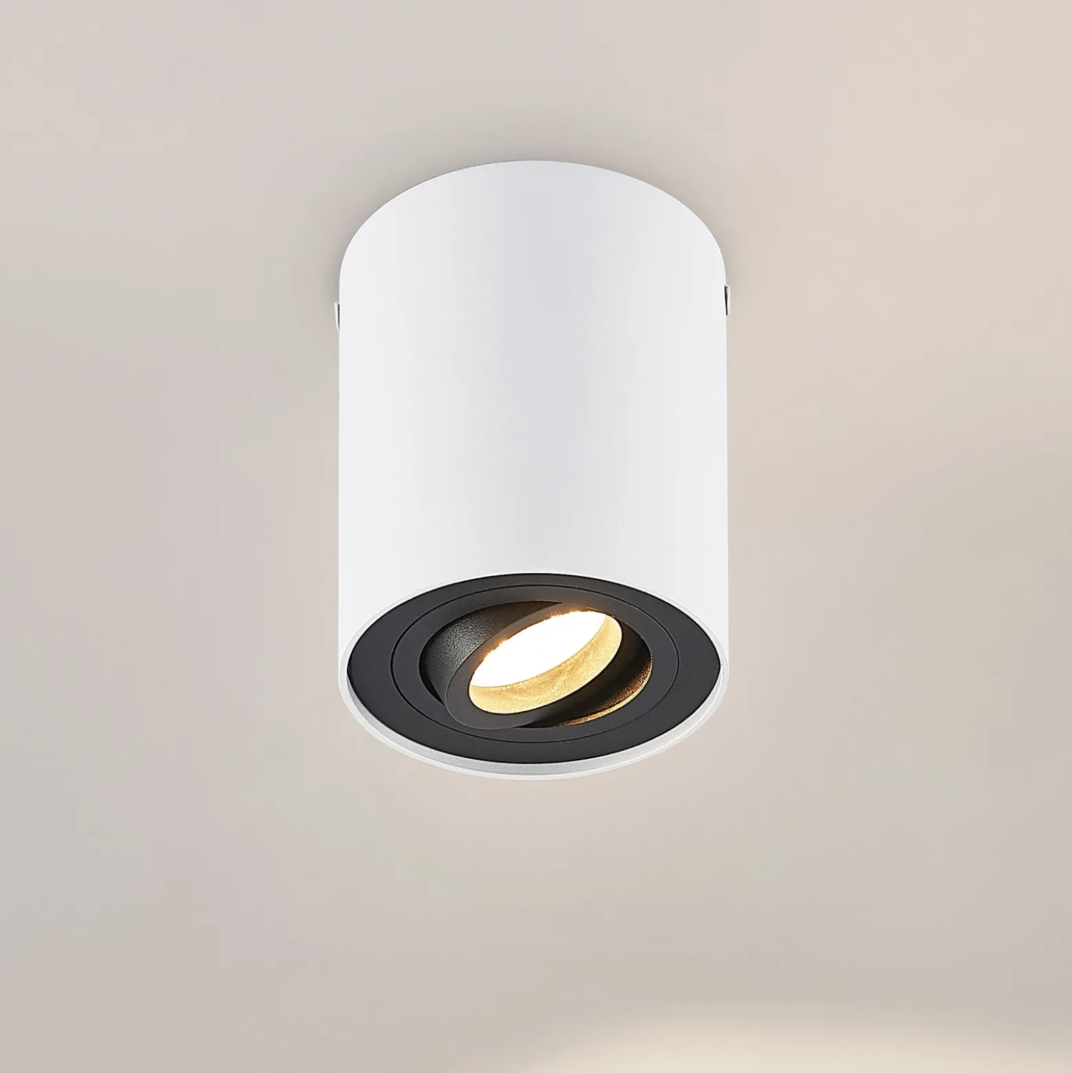 Arcchio downlight de techo Jolina, redondo, blanco/negro, 13 cm, metal