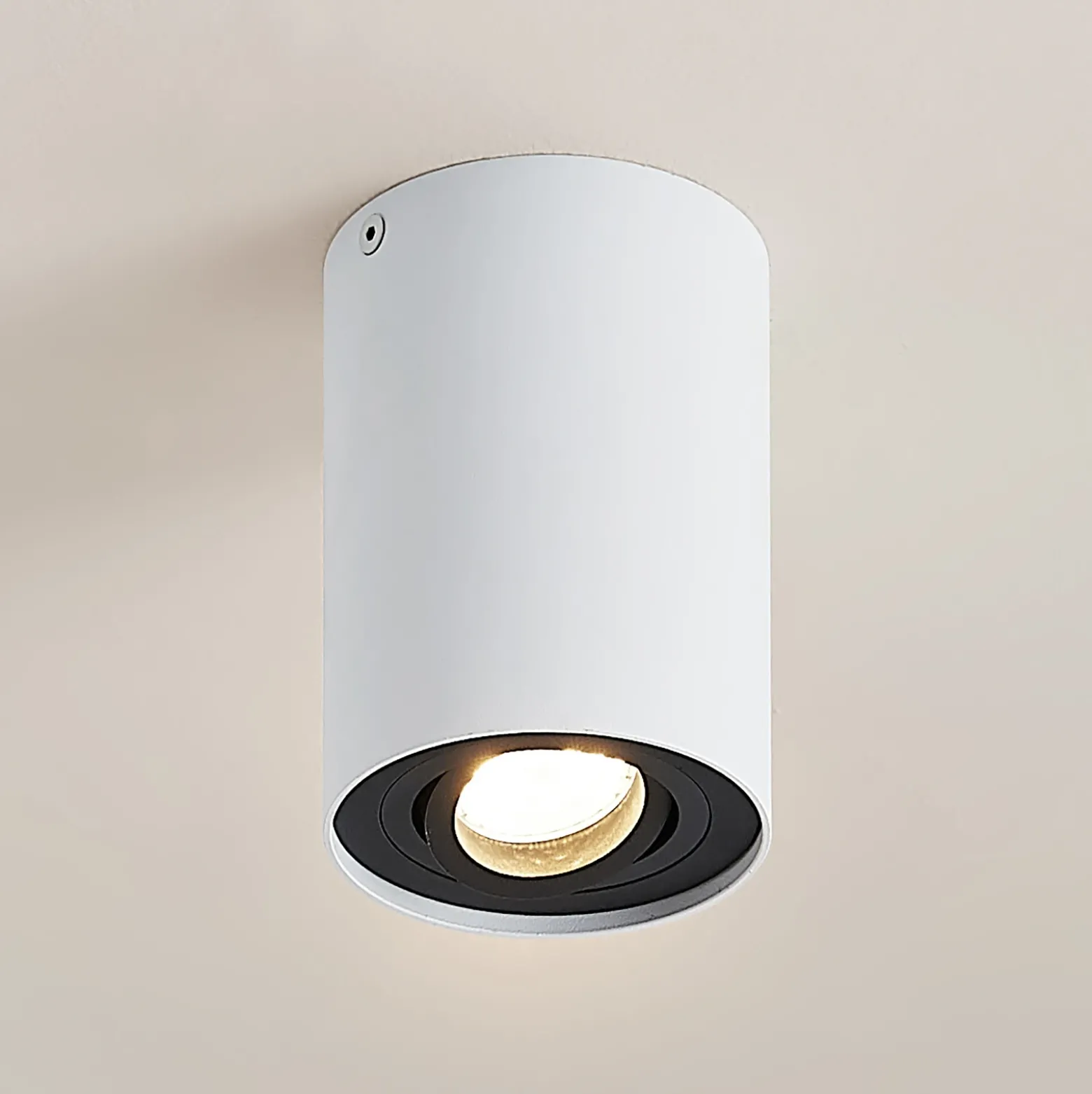 Arcchio downlight de techo Jolina, redondo, blanco/negro, 13 cm, metal