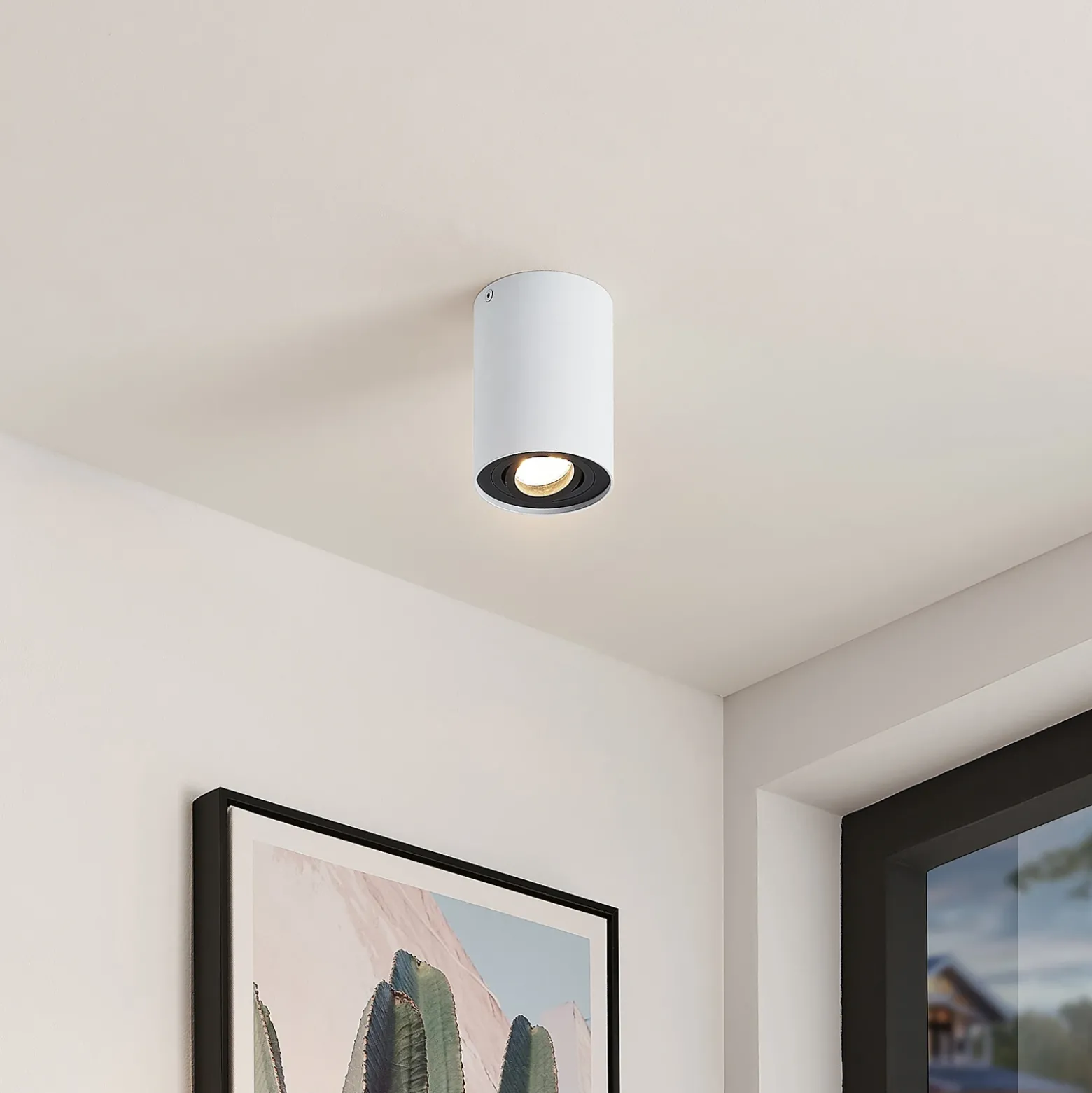 Arcchio downlight de techo Jolina, redondo, blanco/negro, 13 cm, metal