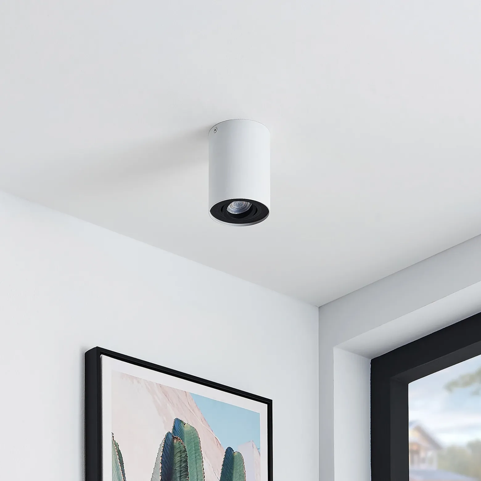 Arcchio downlight de techo Jolina, redondo, blanco/negro, 13 cm, metal